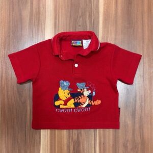 Disney Red Polo Shirt with Winnie the Pooh and Tigger